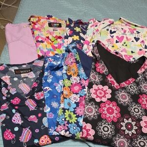 8pc Bundle Scrub Tops Size Large (Variety Of Brands)